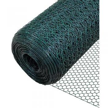 Malla de Alambre Hexagonal 25mm con Revestimiento de PVC Verde, Rollo 1x50m para Gallinero - Vounot