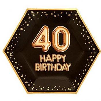 Neviti- Glitz & Glamour-Plate-Large-Black & Gold-Age 40 Papel