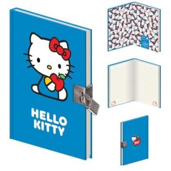 Cuaderno A5 Hello Kitty y Amigos con Cerradura Premium (240 Hojas, Tapas Duras, Azul y Blanco)