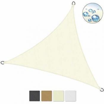 Toldo/parasol triangular Sol Royal SolVision de 360x360x360 cm, 100% poliéster con recubrimiento de poliuretano, color crema, resistente al agua y protección solar UV