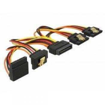 Cable SATA 0,15 m con adaptador de 4 x SATA 15 pines macho a hembra en colores Negro, Naranja, Rojo y Amarillo