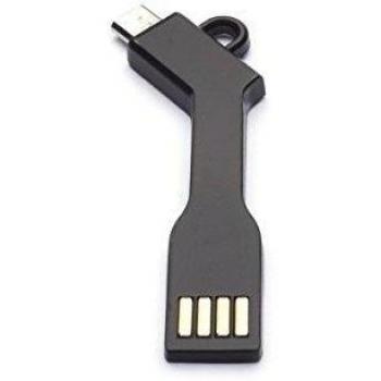 aricona  N°476  Cable adaptador USB micro-B a conector USB PowerBank como llavero, alternativa flexible y compacta al cargador, Größe:Micro USB;Farbe:negro