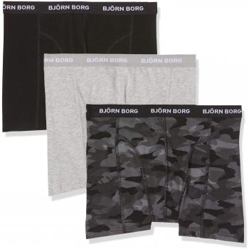 Björn Borg Men's 3-Pack Boxer Shorts, Black/Camo/Solid, Size: M