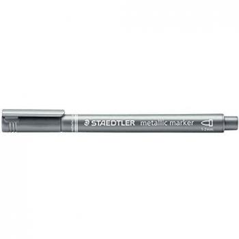 Staedtler Marcador, punta redonda 1 – 2 mm, color plata 1 Marker