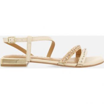 Sandalias Gioseppo Off-White de Piel con Pedrería para Mujer