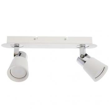 Aplique de Techo Cristalrecord Iris 2 Luces GU10 Blanco y Cromo - Calidad y Diseño Excepcionales, Regleta de Techo Orientable, Aluminio