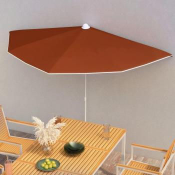 Terracotta Half Garden Parasol with Pole 180x90cm