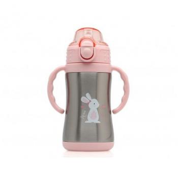 Taza de Entrenamiento para Bebé 280ML - Botella de Entrenamiento Dino/Conejito 280ml de acero inoxidable Kiokids