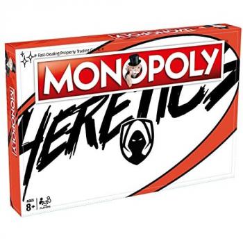 Monopoly Heretics - Juego de mesa, edición especial del clásico Monopoly, temática basada en el equipo de eSports Team Heretics, incluye tablero personalizado, fichas temáticas, cartas y propiedades relacionadas con el equipo y sus jugadores