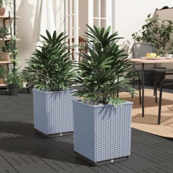 vidaXL Light Grey Polypropylene Planters - 2 pcs, 30x30x37 cm