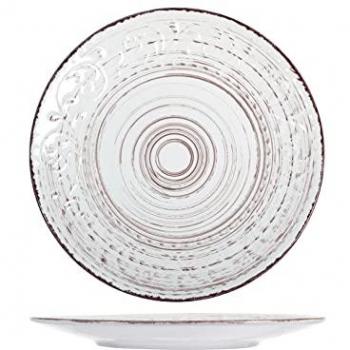 Plato llano de stoneware Courtyard blanco, 27,5 cm