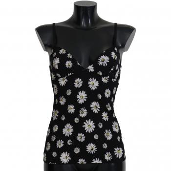 Dolce & Gabbana Black Daisy Print Dress Lingerie Chemisole - IT2 | S