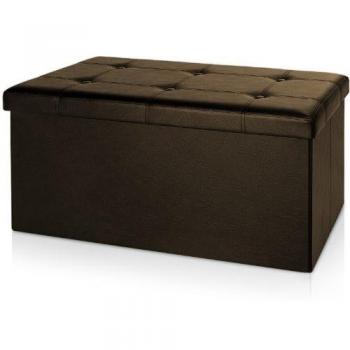 Banco de Almacenamiento Plegable Tapizado Marrón 80x40x40cm con Capacidad de 100 Litros