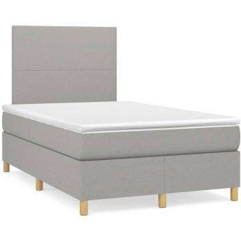 Colchón cama de muelles y tela LED gris claro 120x190 cm Vidaxl