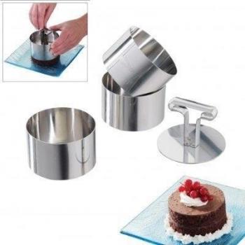 Patisse 2108 Set 3 anillos acero inoxidable + prensador, 7cm