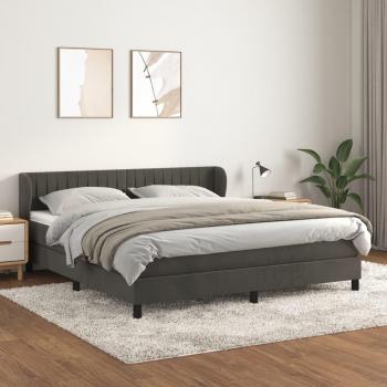 Cama box spring suave con colchón gris oscuro 180x200 cm terciopelo vidaXL