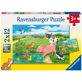 Puzzle Ravensburger - Cachorros del campo - 2x12 piezas