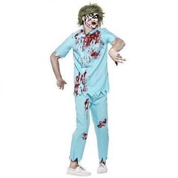 Smiffys Disfraz de Dentista Zombi, Azul, con Parte de Arriba, pantalón, Diadema y Diente