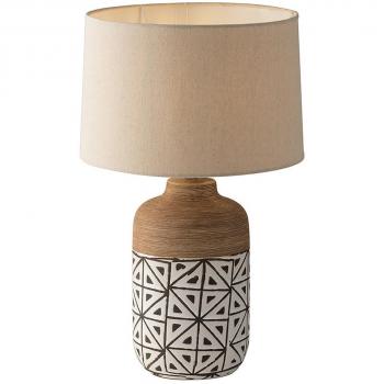 Lámpara de mesa Vietri Marrón 41 cm, cerámica y tela, 1xE27, dimensiones 22x41x41 cm, colores marrón, marfil y beige