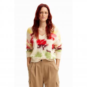 Jersey de mujer oversize con flores Desigual blanco