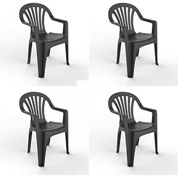 Pals Set 4 Silla Con Brazos Interior, Exterior Antracita - Garbar