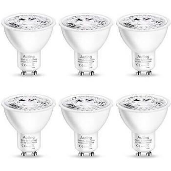 AUTING Regulable Bombilla LED GU10 5W, Blanco Cálido 3000K, 450LM, Regulable Bombillas Halógenas Equivalentes 50W,AC220-240V, Paquete de 6