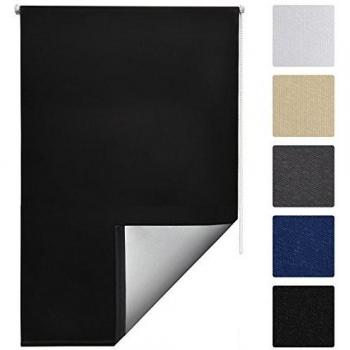 Estor enrollable oscurecedor termal sin taladro 160x70 cm color negro