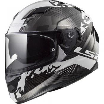 LS2 Casco de moto STREAM EVO HYPE Negro Blanco TITANIUM, Blanco/Titanium, XS