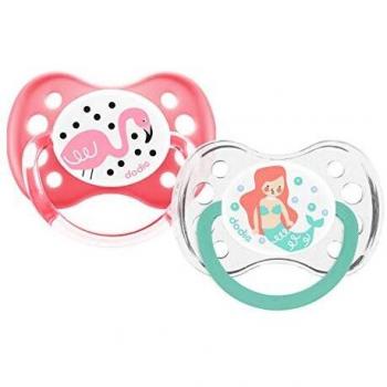 Dodie Anatomical Silicone Pacifier Set for 6+ Months - Lot of 2 with Random Patterns
