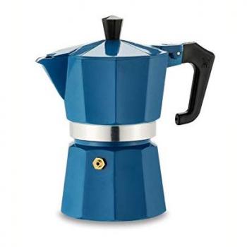 Cafetera Pezzetti 1361V Italexpress de Aluminio para 3 Tazas, Color Azul Claro
