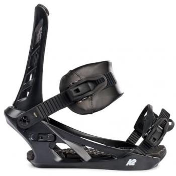 Fijaciones de Snowboard K2 Indy Negro - M, características: diseño ligero, base ajustable, correas acolchadas, sistema de liberación rápida, compatible con múltiples tipos de tablas