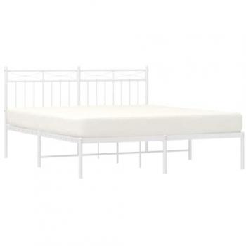 vidaXL Metal Bed Frame without Mattress with Headboard White 150x200cm