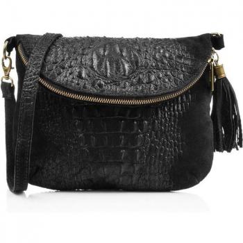 Bolso bandolera Capoliveri Firenze Artegiani en piel auténtica grabado cocodrilo, hecho en Italia