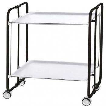 Carrito Auxiliar Plegable Don Hierro con Ruedas y 2 Estantes, Color Negro