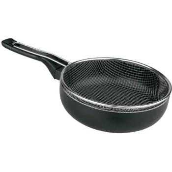 Sartén de inducción antiadherente con cestillo freidor de aluminio - mango de silicona - apta para inducción, gas, electricidad y vitrocerámica - Ø 20 cm