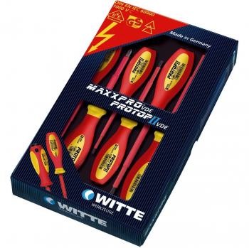 Conjunto de 7 Destornilladores Aislados PROTOP II VDE de Witte, Resistentes hasta AC 1000V (Planos y PH)