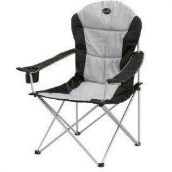 Easy Camp 480001 Deluxe - Silla de camping plegable con reposabrazos, color negro y gris