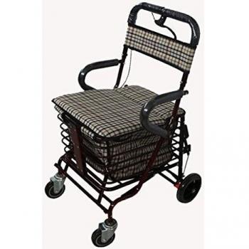4 ruedas de Walker con la Padded Seat Metal Folding Supermarkets Can Take Home Four-Wheeled carrito carrito de compras , a