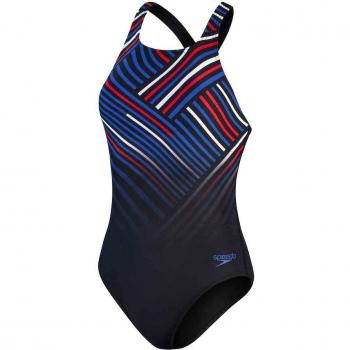 Bañador de mujer Speedo Digital Printed Medalist en color negro, azul y rojo - Talla 32