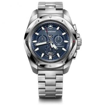 Victorinox I.N.O.X. 43mm Chronograph Men's Diver's Watch - Stainless Steel, Blue Dial, 200M Water Resistance