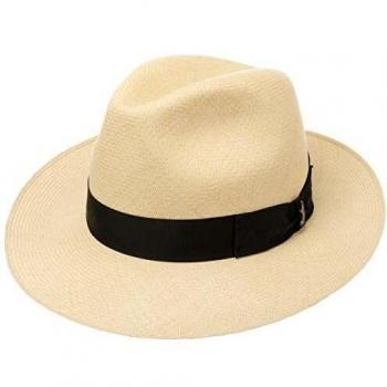 Borsalino Sombrero Bogart Panamá Premium Hombre - Made in Italy de Sol Paja con Banda Grosgrain Primavera/Verano - 57 cm Natural
