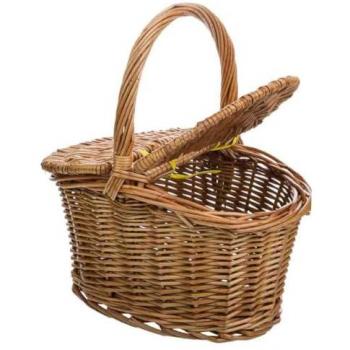 Cesta de Mimbre Marrón con Tapas - Almacenamiento Versátil y Estilo Campestre 25x17x13/27h cm