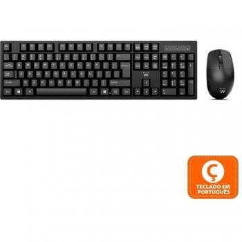 Ewent EW3282 Conjunto Sem Fios de Teclado + Ratón Pretos (PT) - Teclado y ratón inalámbricos, color negro, diseño ergonómico, conexión USB, compatible con sistemas Windows