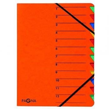 Carpeta Organizadora EASY, DIN A4, 12 Compartimentos, Cartón, Color Naranja