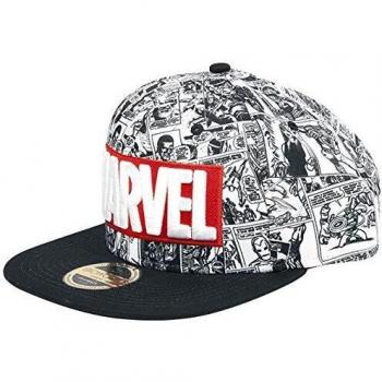 Marvel Comics Logo and Comic Pattern Snapback Baseball Cap Gorra de béisbol, Grey