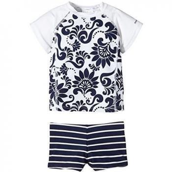 Snapper Rock Zweiteiler UV Schutz Set mit kurzem Arm - Ropa de natación con protección solar para niña, color azul, talla 3 años