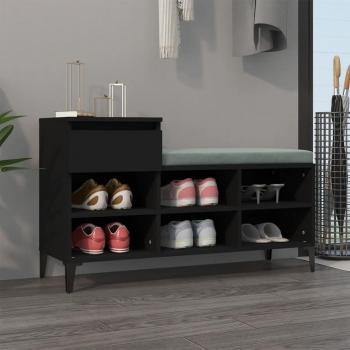 Zapatero negro de madera multicapa 102x36x60 cm