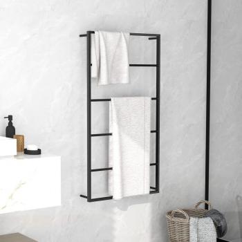 Toallero negro de acero 60x10x116 cm