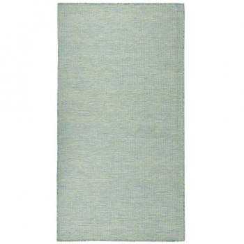 Alfombra al aire libre plana tejida turquesa 140x200 cm
