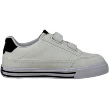 Zapatilla Puma Court Classic Lona TD Blanco/Negro para bebé - Zapatillas deportivas, diseño clásico, color blanco y negro, material de lona, suela vulcanizada, cierre de cordones